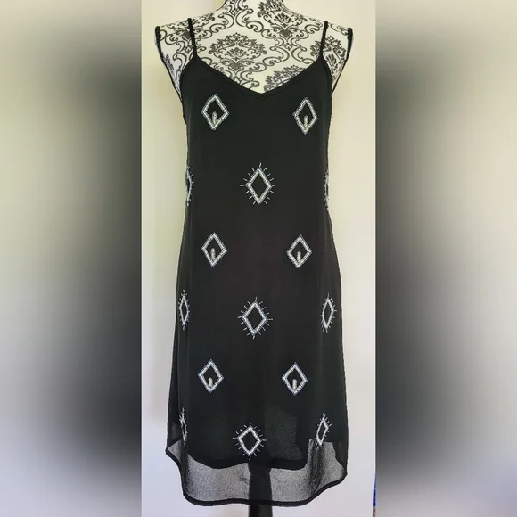 Old Navy | Dresses | Old Navy Black Beaded Mini Slip Dress Xs | Poshmark